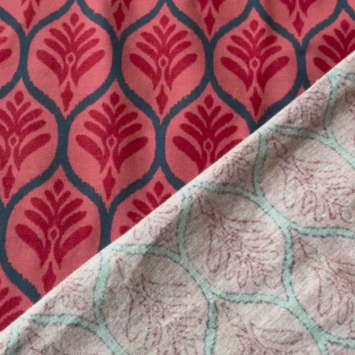 Scandi Floral Tile Cotton Jersey Fabric for dressmaking