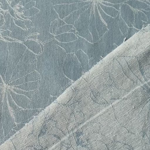 Stonewash Floral Jacquard Denim Fabric for dressmaking
