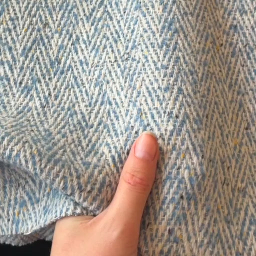 Sky Speckle Herringbone Wool Blend Fabric