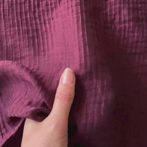 Wine Crinkle Viscose Tencel Fabric