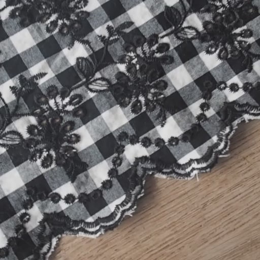 Mono Gingham Floral Border Cotton Fabric