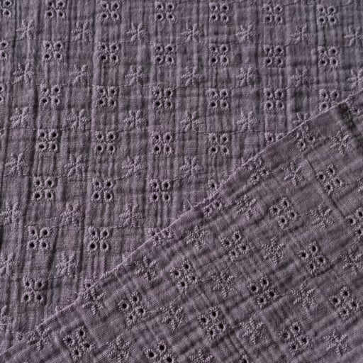 Lavender Ditsy Embroidered Cotton Double Gauze Fabric for dressmaking