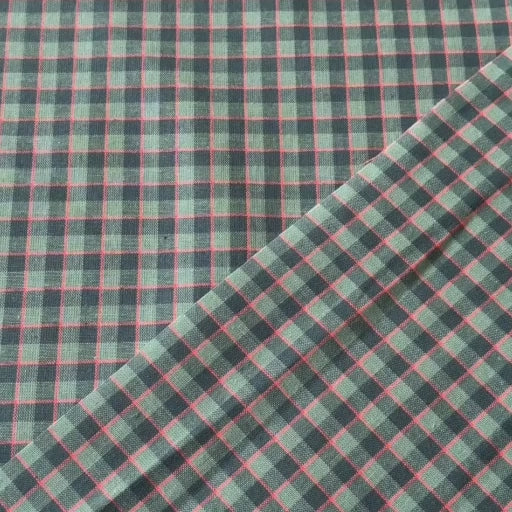 Tealberry Check Yarn Dyed Cotton Fabric for dressmaking