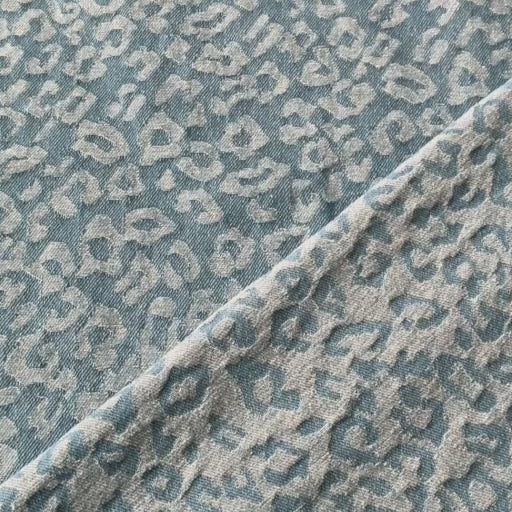 Light Blue Leopard Jacquard Cotton Denim Fabric for dressmaking