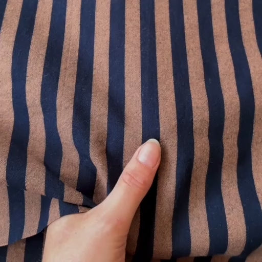 Espresso Yarn Dyed Stripe Cotton dressmaking Fabric