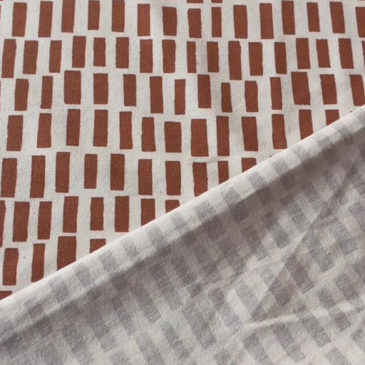Toasted Grid Organic Cotton Jersey Fabric for dressmaking