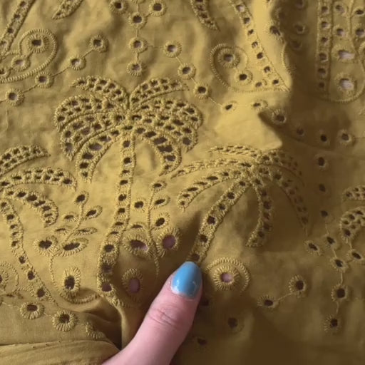 Fabric Godmother Olive Palm Tree Cotton Broderie Anglaise Fabric for dressmaking