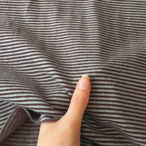 Burgundy & Sky Soft Stripe Cotton Knitted Fabric