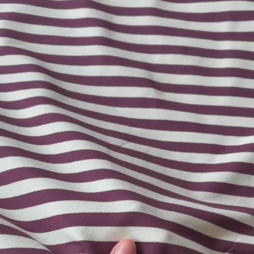 Aubergine Striped Yarn Dyed Cotton French Terry Fabric