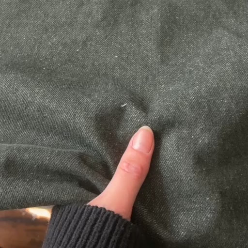 Charcoal Green 12.6oz Washed Heavy Rigid Cotton Denim Fabric