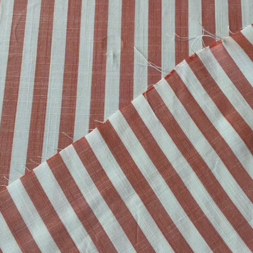 Soft Red Narrow Stripe Yarn Dyed Viscose Fabric for dressmaking