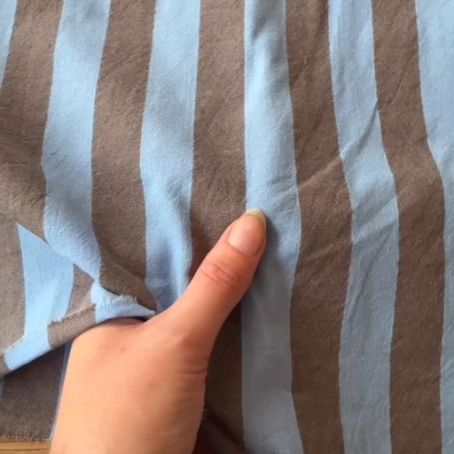 Cocoa & Sky Wide Stripe Yarn Dyed Cotton Fabric