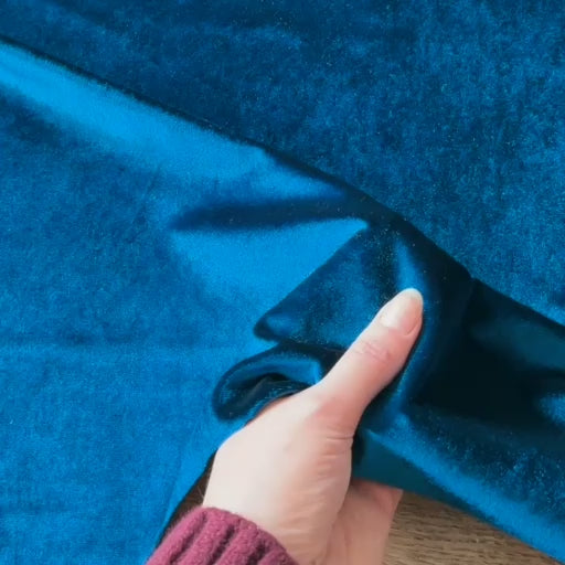 Peacock Stretch Velour Fabric