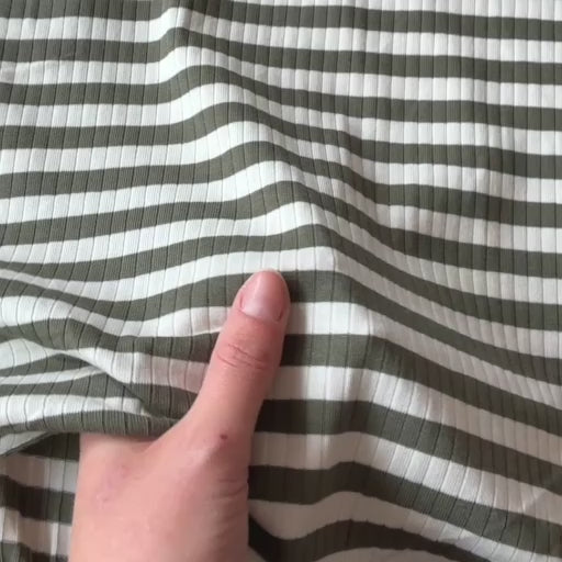 Mosswood Stripe Ribbed Cotton Jersey Fabric