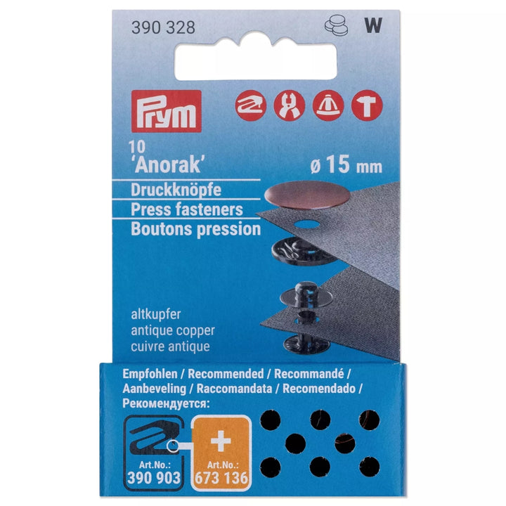 Prym Non-Sew 15mm Anorak Press Fasteners Refil Pack