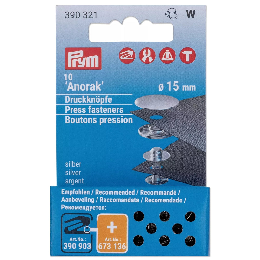Prym Non-Sew 15mm Anorak Press Fasteners Refil Pack