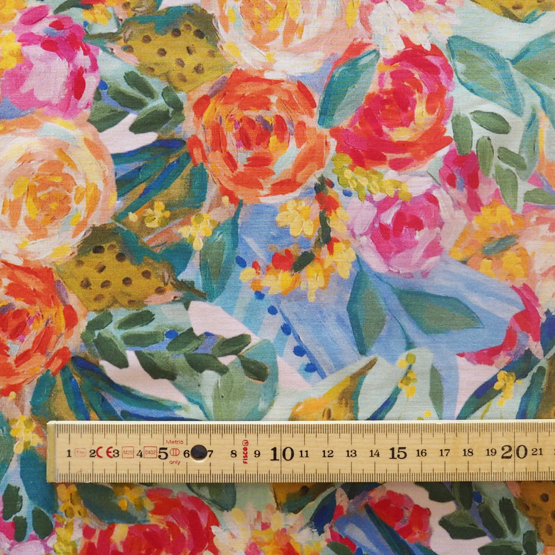 Rose Bloom Viscose Fabric - Cut Length 2.7m x 140cm