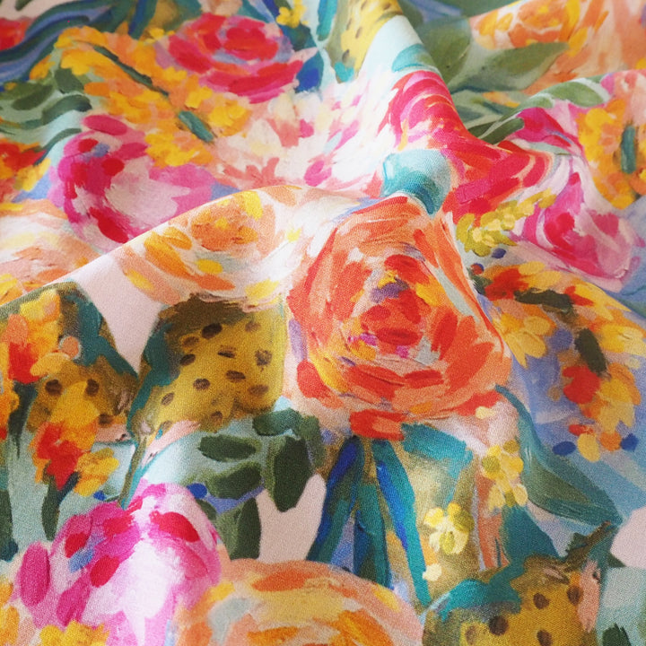 Rose Bloom Viscose Fabric - Cut Length 2.7m x 140cm