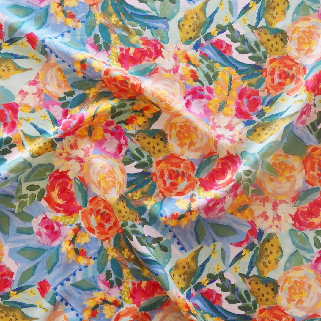 Rose Bloom Viscose Fabric - Cut Length 2.7m x 140cm