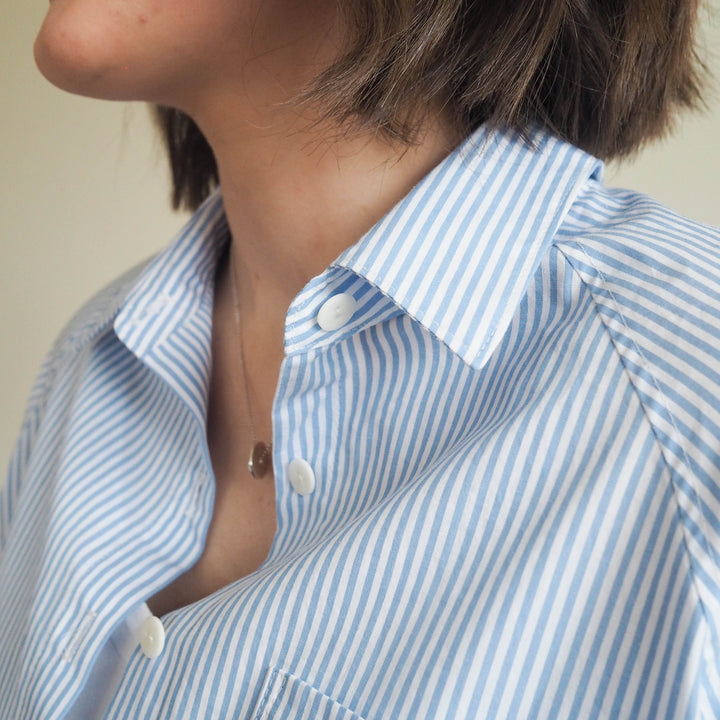 Classic Sky Stripe Cotton Poplin Fabric - Bolt End Piece 1m x 145cm