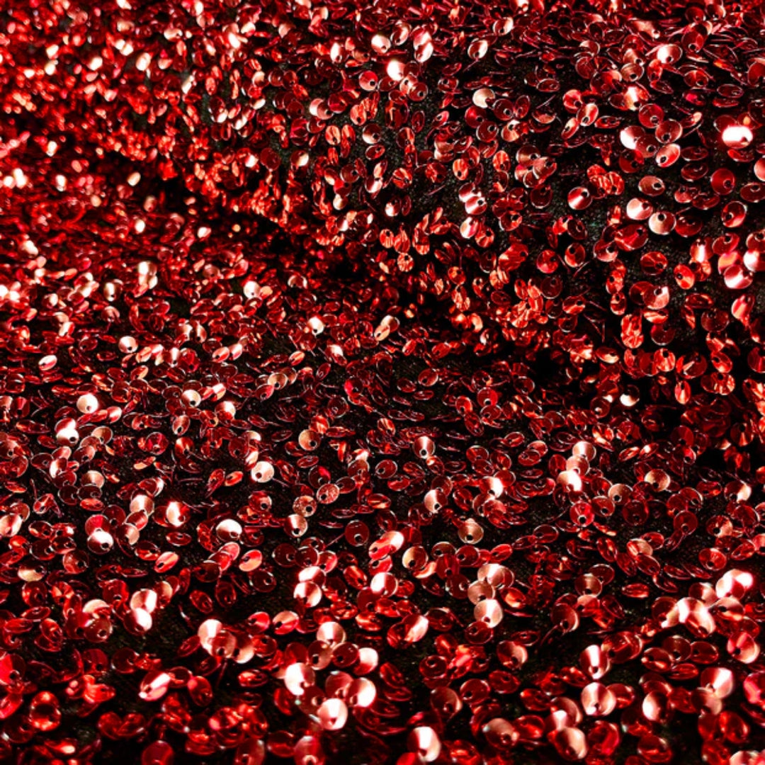Scarlet Sequin Stretch Velour Fabric - Bolt End Piece 80cm x 130cm