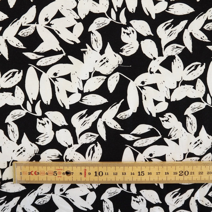 Shadow Leaves Viscose Jersey Fabric - Cut Length 1.4m x 150cm