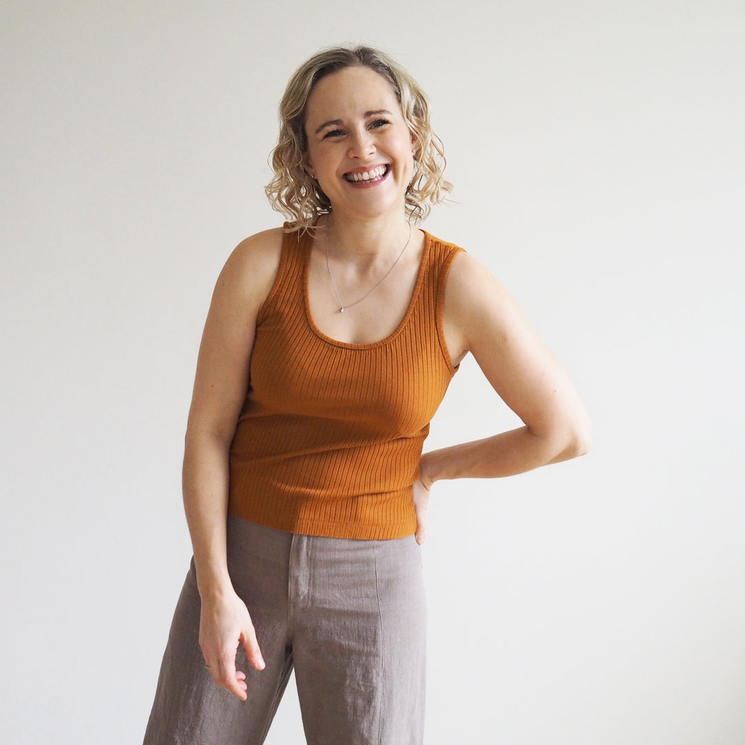 Caramel Ribbed Cotton Jersey Fabric - Bolt End Pieces