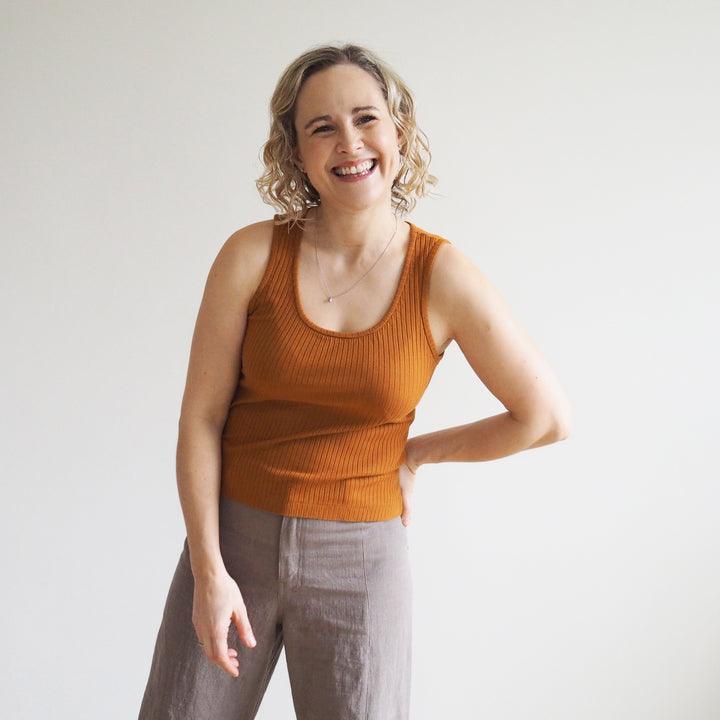 Caramel Ribbed Cotton Jersey Fabric - Bolt End Pieces