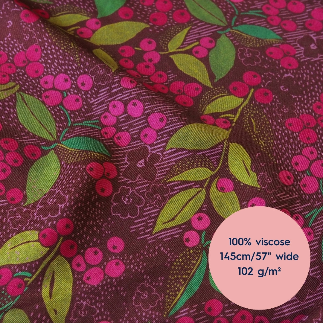 Lauren's Thora Top in Burgundy Wild Rowan Viscose Twill Sateen