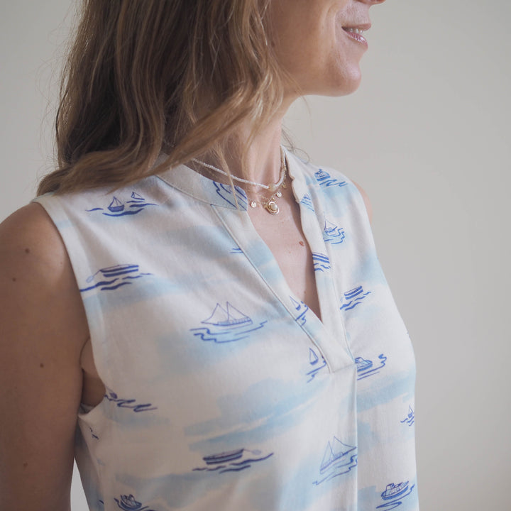 Aegean Waves Viscose Linen Fabric - Guthrie & Ghani Exclusive