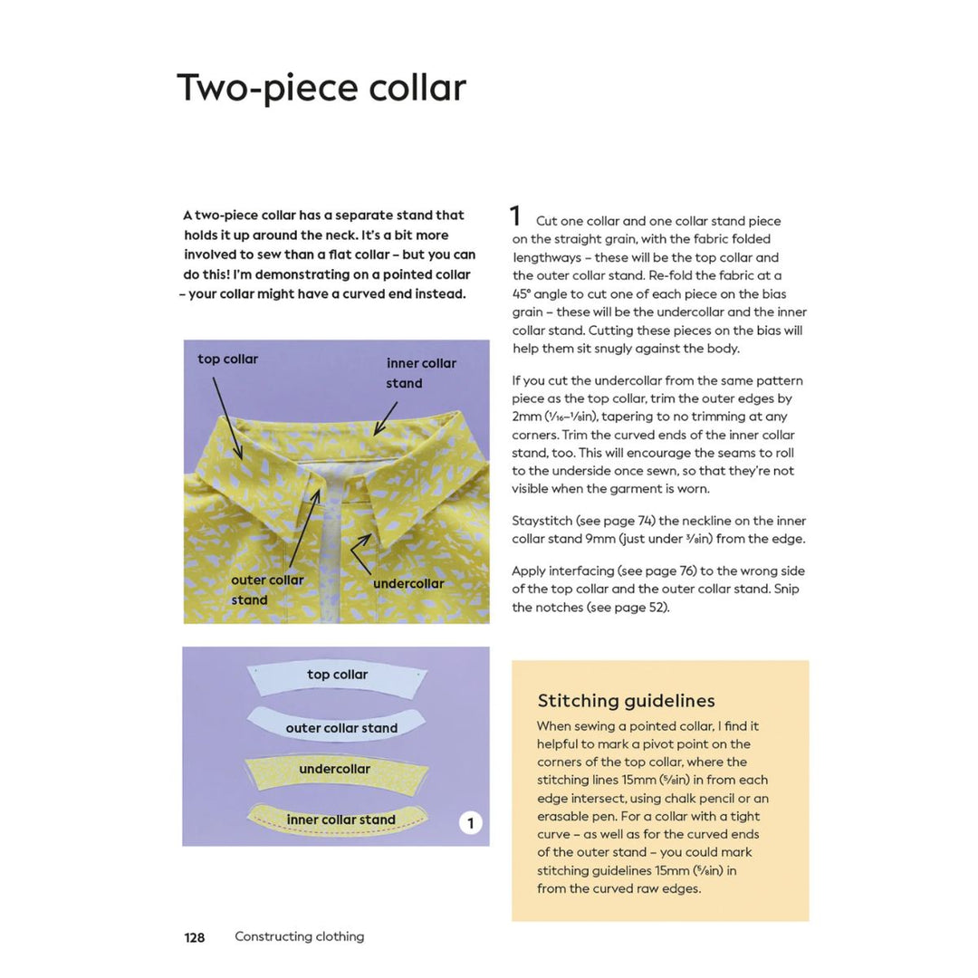 Instructions for constructing a two-piece collar with diagrams and text on a white background.