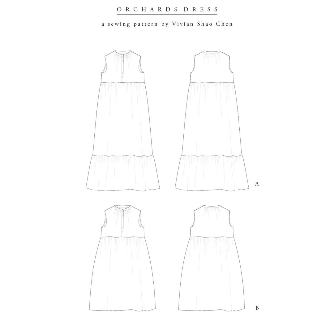 Seamless pattern of a dress with labeled 'A' and 'B' on a white background