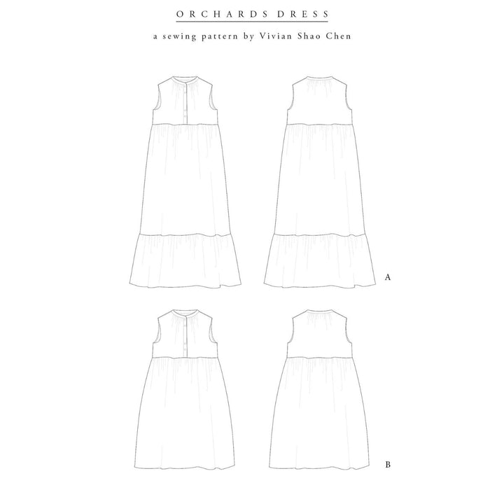 Seamless pattern of a dress with labeled 'A' and 'B' on a white background