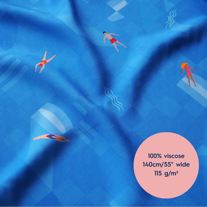 Lauren's Wave Float Top in Azure Bauhaus Swimmers Viscose