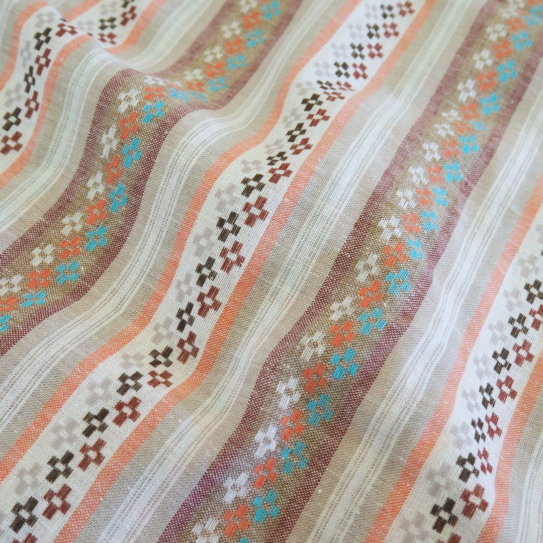 Woven Stripe Cotton Linen Jacquard Fabric - Cut Length 2.2m x 140cm