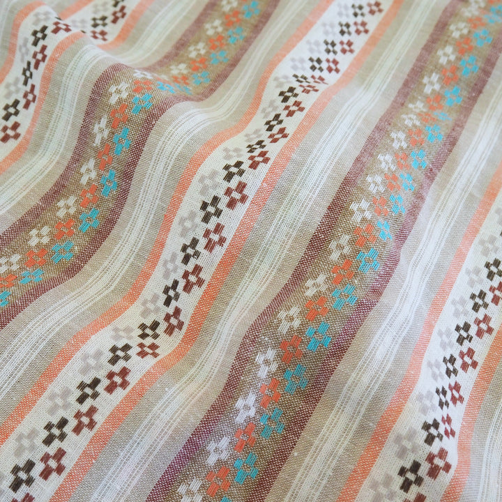 Woven Stripe Cotton Linen Jacquard Fabric - Cut Length 2.2m x 140cm