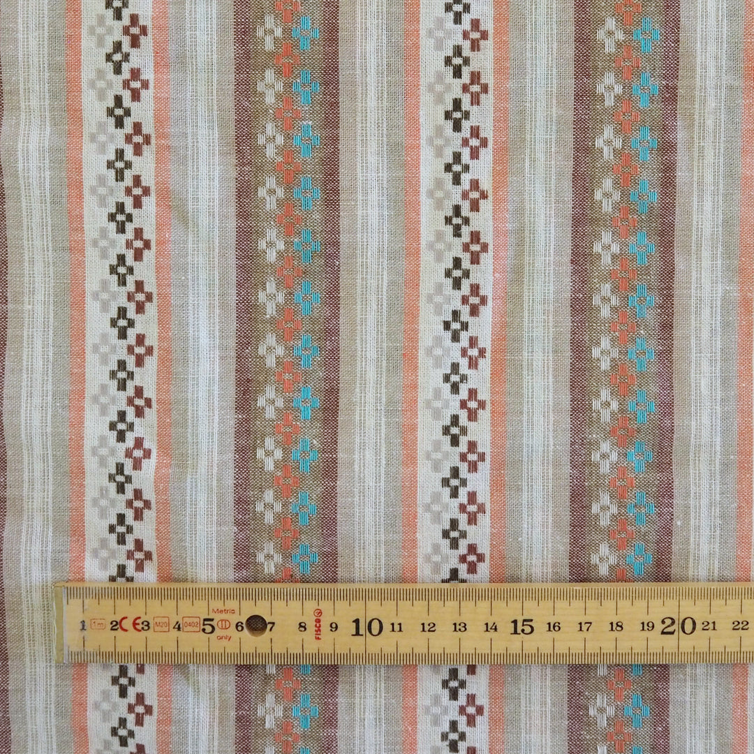 Woven Stripe Cotton Linen Jacquard Fabric - Cut Length 2.2m x 140cm